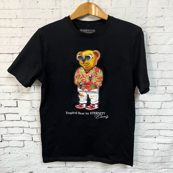 Eternity BC/AD 3D Tropical Bear Tee Shirt Black Men's Large - Picture 6 of 6
